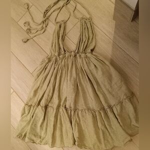 Smoothwear made in Bali gauzy sage green halterdress O/S